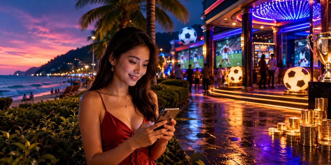 Pemain kasino mudah alih Malaysia menggunakan telefon pintar di Pulau Pinang